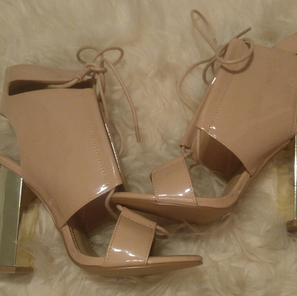 Metallic Lace Up Heels - Picture 2 of 4